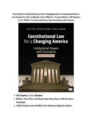 Preview of Constitutional Law for a Changing America Institutional Powers and Constraints 12th Editio
