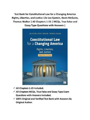 Preview of Constitutional Law for a Changing America Rights, Liberties, and Justice 12th Edition By L