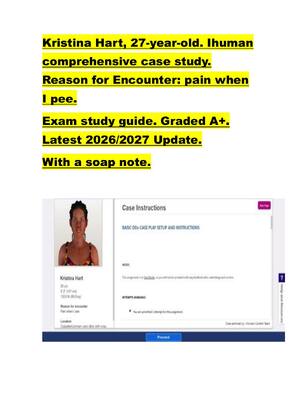 Preview of Kristina Hart, 27-year-old. Ihuman  comprehensive case study.  Reason for Encounter: pain