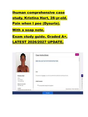 Preview of Ihuman comprehensive case  study. Kristina Hart, 28-yr-old.  Pain when I pee (Dysuria).