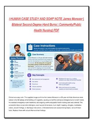 Preview image for i-HUMAN CASE STUDY AND SOAP NOTE James Monsoor |  Bilateral Second-Degree Hand Burns | Community/Public  Health Nursing| PDF