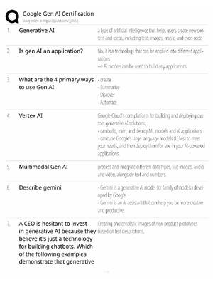 Preview of Google Gen AI Certification Study Guide / Generative AI Leader Exam Prep / Score 100% / 20