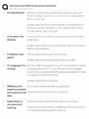 Preview of Salesforce AI Associate Study Guide / Certification Exam Prep / Score 100% / 2025 Update /