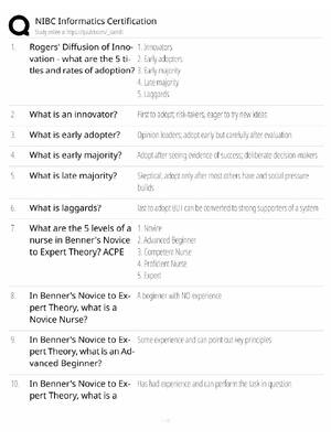 Preview of ANCC Informatics Nursing Study Guide / NI-BC Certification Exam Prep / Score 100% / 2025 U