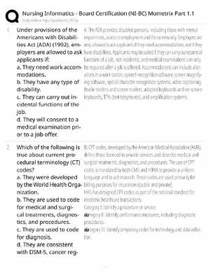 Preview of NI-BC Mometrix Study Guide / Nursing Informatics Part 1.1 / Score 100% / 2025 Update / Exa