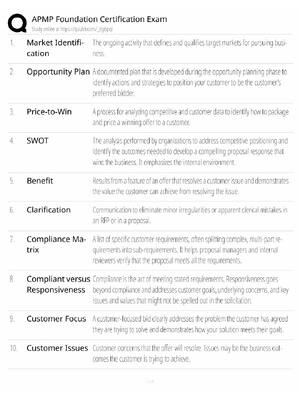 Preview of APMP Foundation Study Guide / Certification Exam Prep / Score 100% / 2025 Update / CF APMP