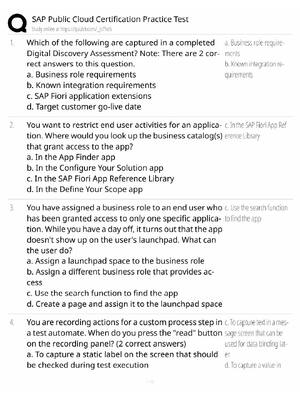 Preview of SAP Public Cloud Study Guide / Certification Practice Test & Exam Prep / Score 100% / 2025