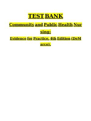 Preview of Test bank for community public health nursing evidence for practice 4TH edition demarco wa