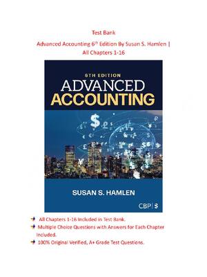 Preview image for Advanced Accounting 6th Edition By Susan S. Hamlen | Test Bank