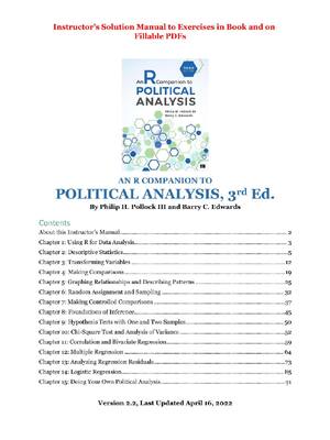 Preview image for An R Companion to Political Analysis 3rd Edition By Philip Pollock, Barry Edwards | Solutions Manual