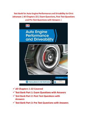 Preview of Auto Engine Performance and Drivability 5th Edition By Chris Johanson | Test Bank