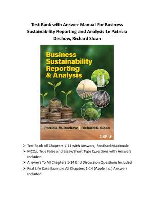 Preview of Business Sustainability Reporting and Analysis 1st Edition By Patricia Dechow, Richard Slo