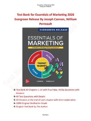 Preview of Essentials of Marketing EVERGREEN Release By Joseph Cannon, William Perreault | Test Bank