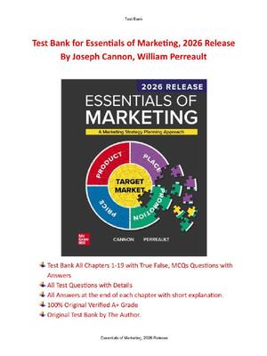 Preview of Essentials of Marketing 2026 Release By Joseph Cannon, William Perreault | Test Bank