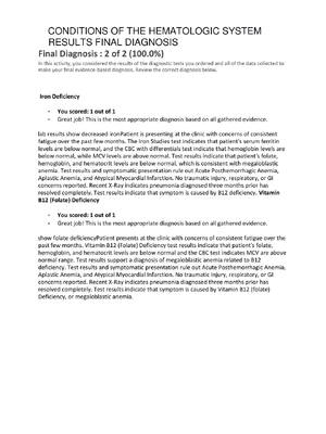 Preview of CONDITIONS OF THE HEMATOLOGIC SYSTEM RESULTS FINAL DIAGNOSIS