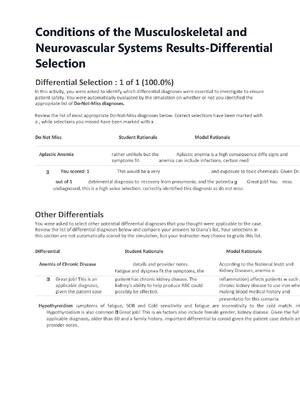 Preview of Conditions of the Musculoskeletal and Neurovascular Systems Results-Differential Selection