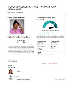 Preview of FOCUSED ASSESSMENT POSTPARTUM SYLVIA HERNANDEZ