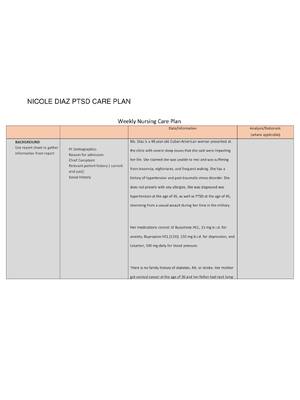 Preview of NICOLE DIAZ PTSD CARE PLAN