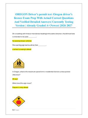 Preview of OREGON Driver’s permit test /Oregon driver’s  licence Exam Prep