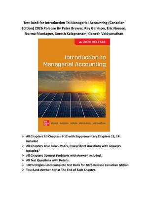 Preview of Introduction To Managerial Accounting (Canadian Edition) 2026 Release By Peter Brewer, Ray