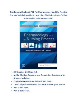 Preview of Pharmacology and the Nursing Process 10th Edition Linda Lane Lilley | Test Bank