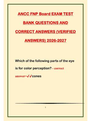Preview of ANCC FNP Board EXAM TEST BANK QUESTIONS AND CORRECT ANSWERS (VERIFIED ANSWERS) 2026-2027