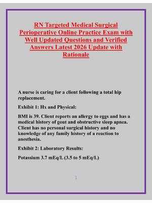 Preview of RN Targeted Medical Surgical Perioperative Online Practice Exam with Well Updated Question