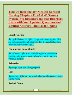 Preview of Timby's Introductory Medical-Surgical  Nursing Chapters 41, 42 & 43 Sensory  System, Eye D