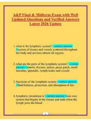 Preview of 1  A & phy 102 Midterm Exam with Well  Updated Questions and Verified Answers  Latest 2026