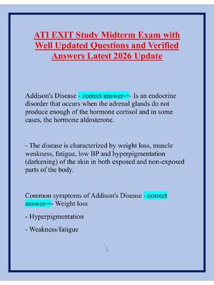 Preview of ATI EXIT Study Midterm Exam with Well Updated Questions and Verified Answers Latest 2026 U
