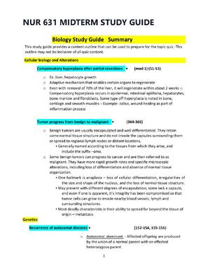 Preview of NUR 631 MIDTERM STUDY GUIDE