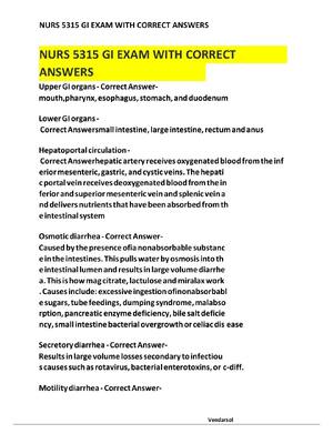 Preview image for NURS 5315 GI EXAM WITH CORRECT ANSWERS