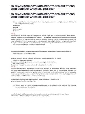 Preview of PN PHARMACOLOGY {NGN} PROCTORED QUESTIONS WITH CORRECT ANSWERS 2026-2027