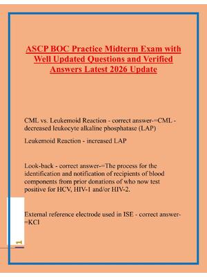 Preview of ASCP BOC Practice Midterm Exam with Well Updated Questions and Verified Answers Latest 202