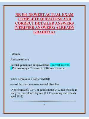 Preview of NR 546 NEWEST ACTUAL EXAM COMPLETE QUESTIONS AND CORRECT DETAILED ANSWERS