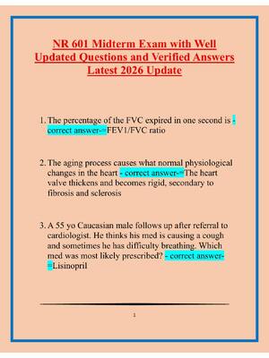 Preview of NR 601 Midterm Exam with Well Updated Questions and Verified Answers Latest