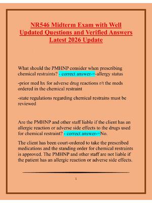 Preview of NR546 Midterm Exam with Well Updated Questions and Verified Answers Latest 2026 Update