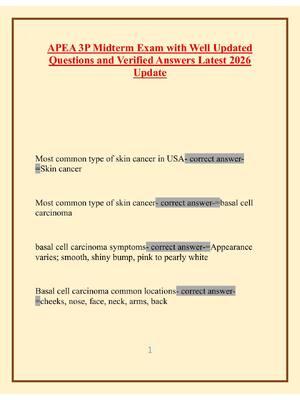 Preview of APEA 3P Midterm Exam with Well Updated Questions and Verified Answers Latest 2026 Update