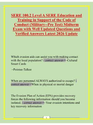 Preview of SERE 100.2 Level A SERE Education and  Training in Support of the Code of  Conduct (Milita