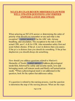 Preview of NCLEX Midterm Exam with W