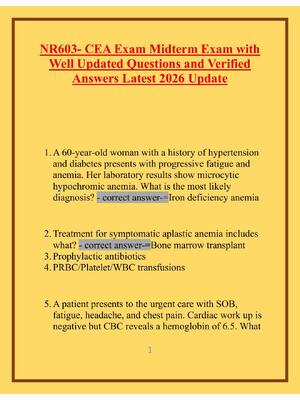Preview of NR603- CEA Exam Midterm Exam with  Well Updated Questions and Verified  Answers Latest 202