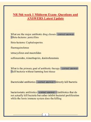 Preview of NR 566 week 1 Midterm Exam- Questions and  ANSWERS Latest Update