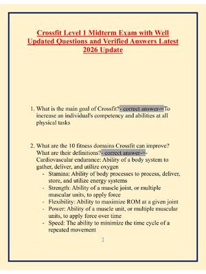 Preview image for Crossfit Level 1 Midterm Exam with Well Updated Questions and Verified Answers Latest
