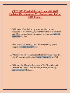 Preview image for CIST 1122 Final Midterm Exam with Well Updated Questions and Verified Answers Latest 2026 Update