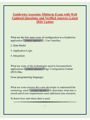 Preview image for Guidewire Associate Midterm Exam with Well Updated Questions and Verified Answers Latest 2026 Update