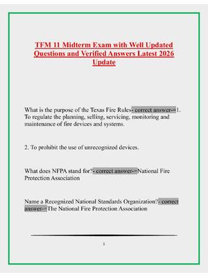 Preview of TFM 11 Midterm Exam with Well Updated Questions and Verified Answers Latest 2026 Update