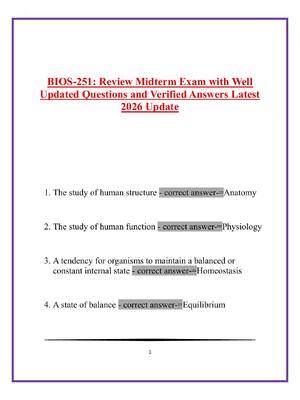 Preview of BIOS Midterm Exam with Well Updated Questions and Verified Answers Latest 2026 Update
