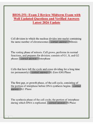 Preview image for BIOS-251: Exam 2 Review Midterm Exam with  Well Updated Questions and Verified Answers  Latest 2026 Update
