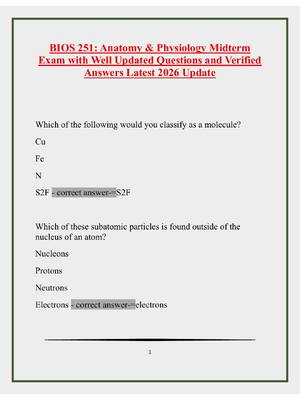 Preview image for BIOS 251 Midterm Exam with Well Updated Questions and Verified Answers Latest 2026