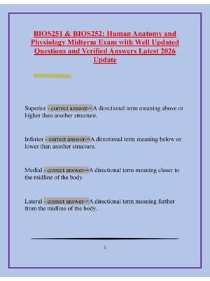Preview image for BIOS251Midterm Exam with Well Updated Questions and Verified Answers Latest 2026 Update